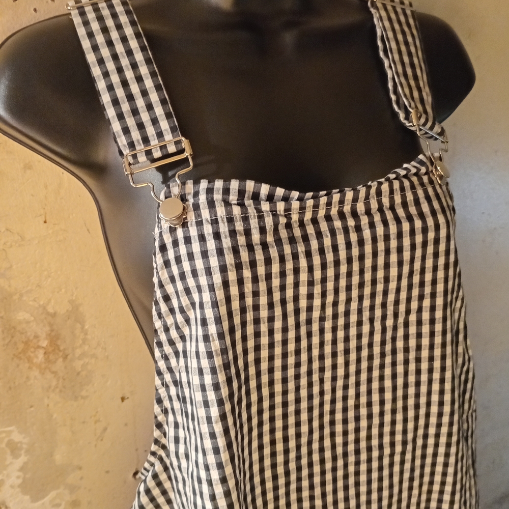 A Very Cute, Basic L Women's Black and White SHEIN Gingham Overall Dress